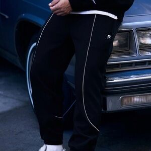 Fabletics Black Joggers with White Accents
